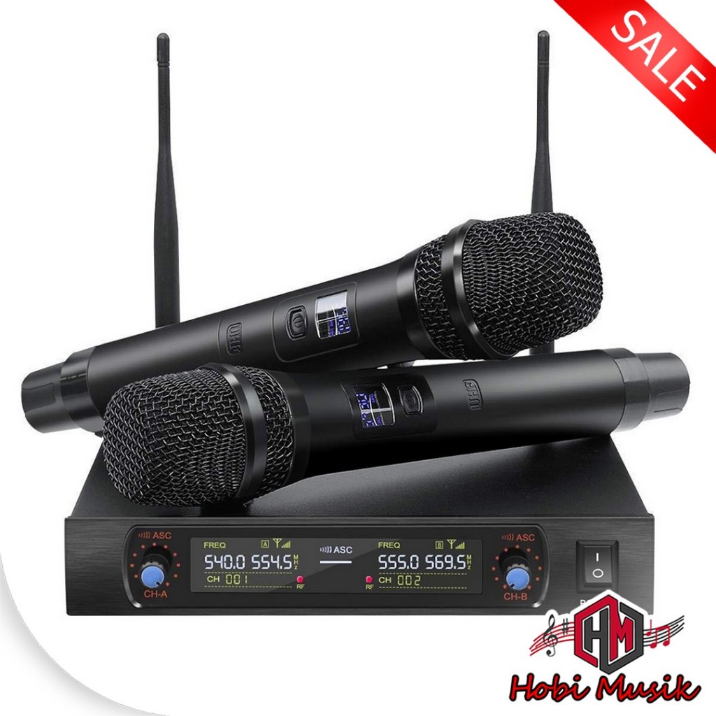 Microphone Karaoke Dual Channel Wireless UHF MIC