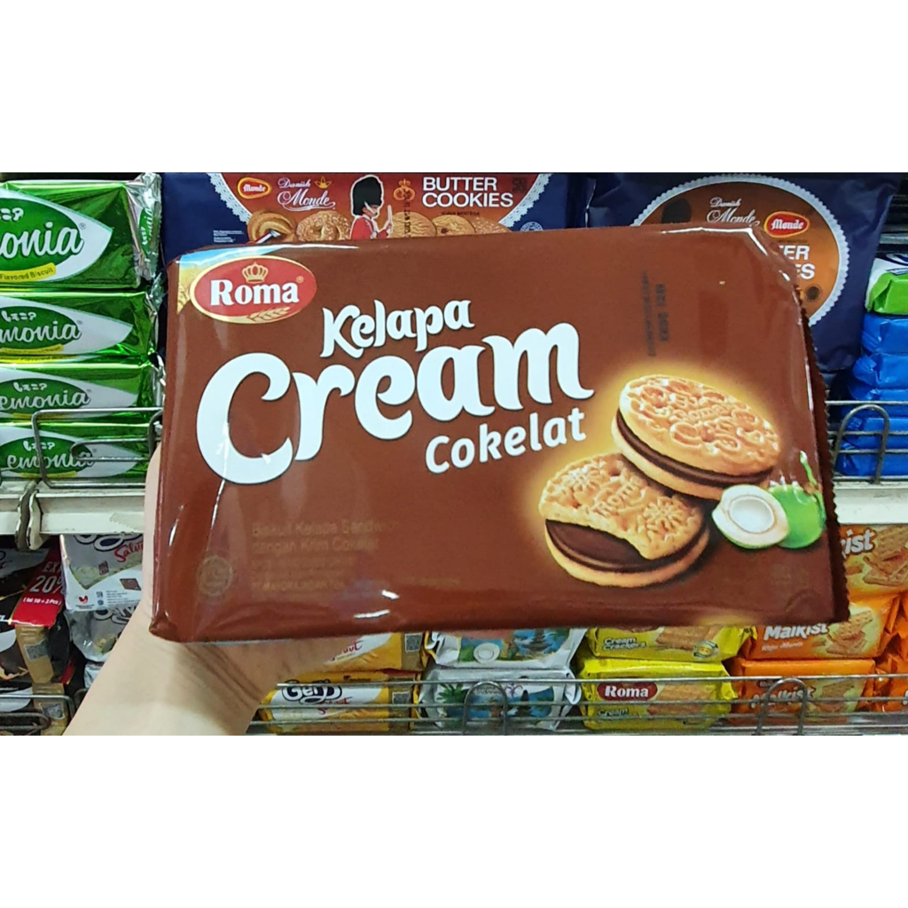 ROMA BISKUIT KELAPA CREAM SUSU VANILLA / BISKUIT ROMA KELAPA CREAM COKELAT / BISKUIT SANDWICH KRIM COKLAT 189g