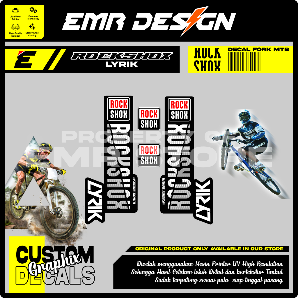 Decal Fork Rockshox Lyrik Sticker Fork Sepeda Mtb Downhill