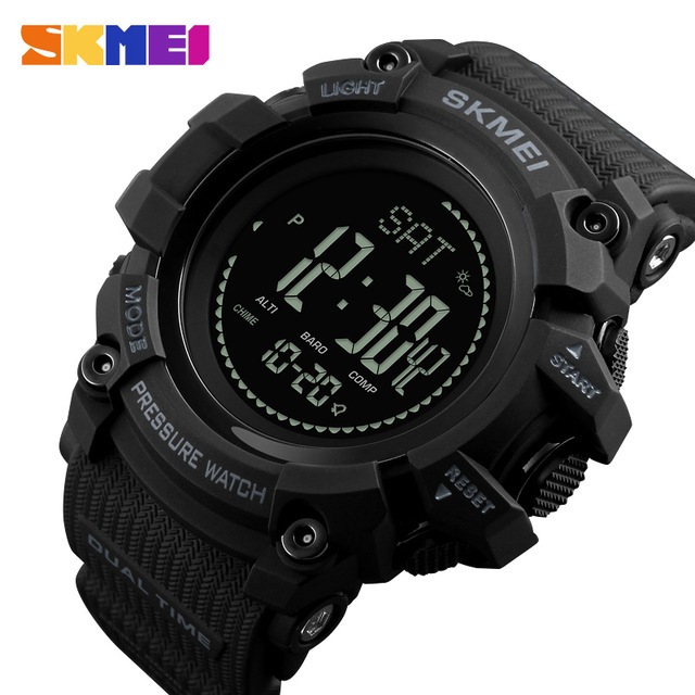 Jam Tangan Pria Digital Outdoor Barometer Altimeter Pedometer Kompas Anti Air 30 M - SKMEI 1358