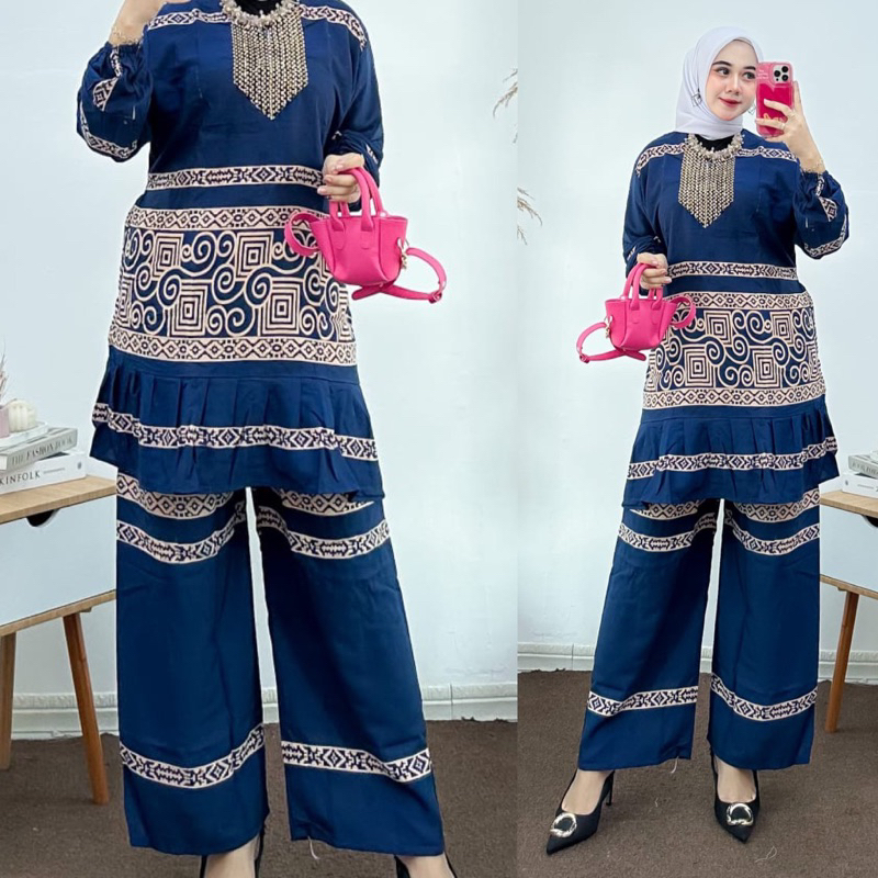 SETELAN TUNIK RAYON JUMBO ONE SET JUMBO LD 120 SETELAN ARABIAN JUMBO