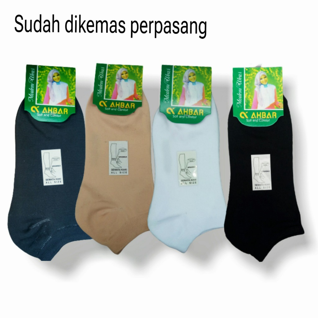 3 PASANG Kaos Kaki Wanita Cewk Dewasa Pendek Semata Kaki Warna Hitam Putih Crem Polos Tebal