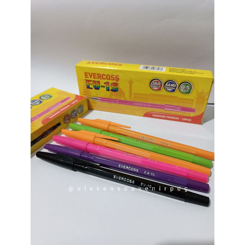 

12 pcs Pena Evercoss EV-1S 0,5mm/ Semi Gel Pen/ Pena tinta hitam