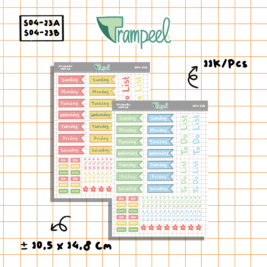 

Sticker Tag & To Do List Trampeel | Stiker Tag & To Do List Trampeel | Sticker Vinyl Waterproof | Stiker Murah Tahan Air A6 | Sticker Bullet Journal Diary BUJO | Stationery Murah Hiasan Buku | Stiker A6 Glossy Terkini Terbaru | Ornamen Bujo Murah Terbaru