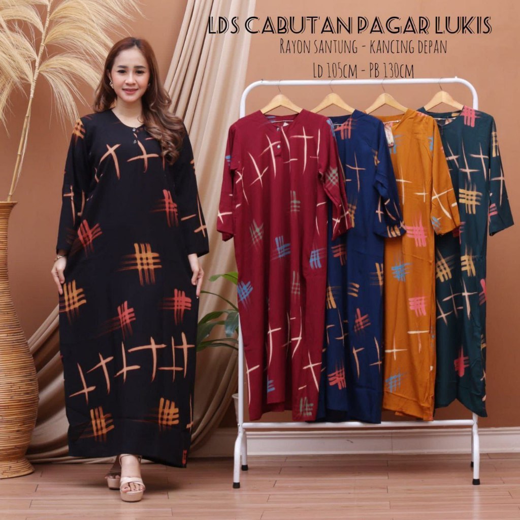 DASTER LENGAN PANJANG MOTIF LUKIS - LONGDRESS RAYON LD 110 MOTIP KEKINIAN
