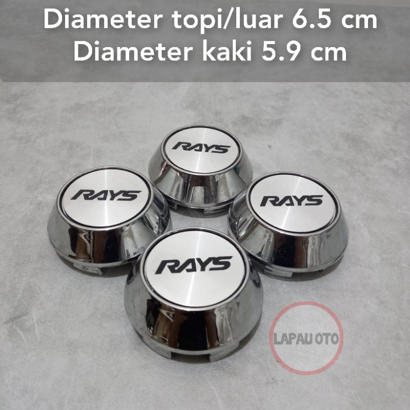 tutup dop velg racing rays 6.5 cm kerucut chrome harga 4 pcs