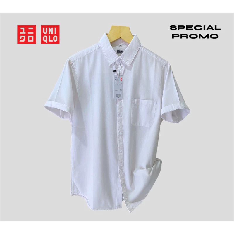 Kemeja Uniqlo premium lengan pendek pria terbaru | kemeja uniqlo lengan pendek katun | kemeja pria M