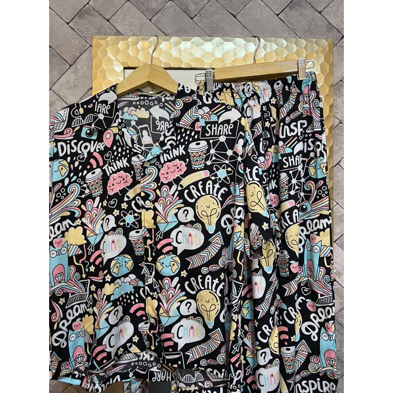 ONE SET RAYON MOTIF LENGAN PENDEK