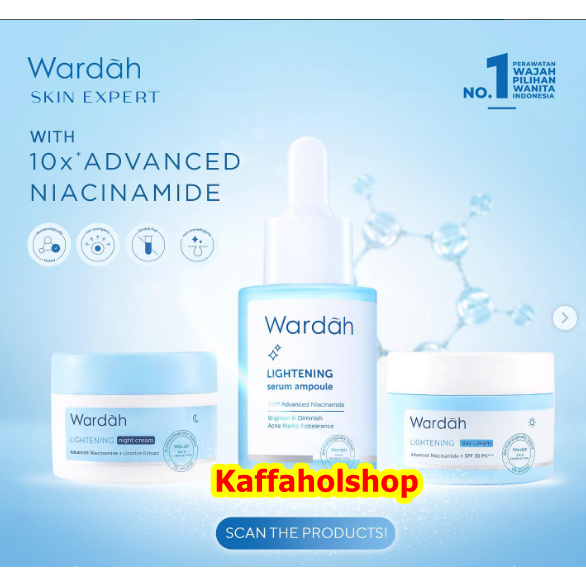 Wardah 1 paket lengkap glowing cerah 3 produk