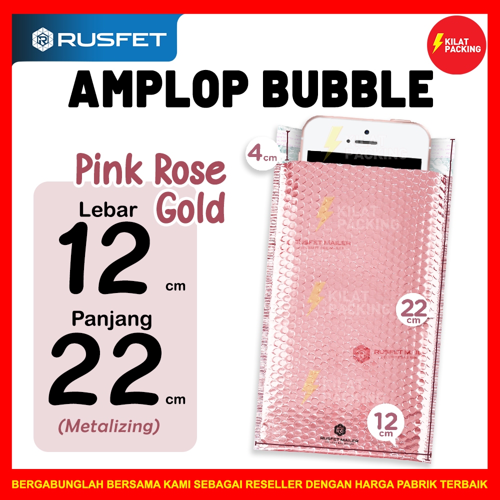 

AMPLOP BUBBLE MURAH | BUBBLE MAILER PREMIUM | POLYBUBBLE MURAH MOTIF PINK ROSE GOLD 12CM X 22CM