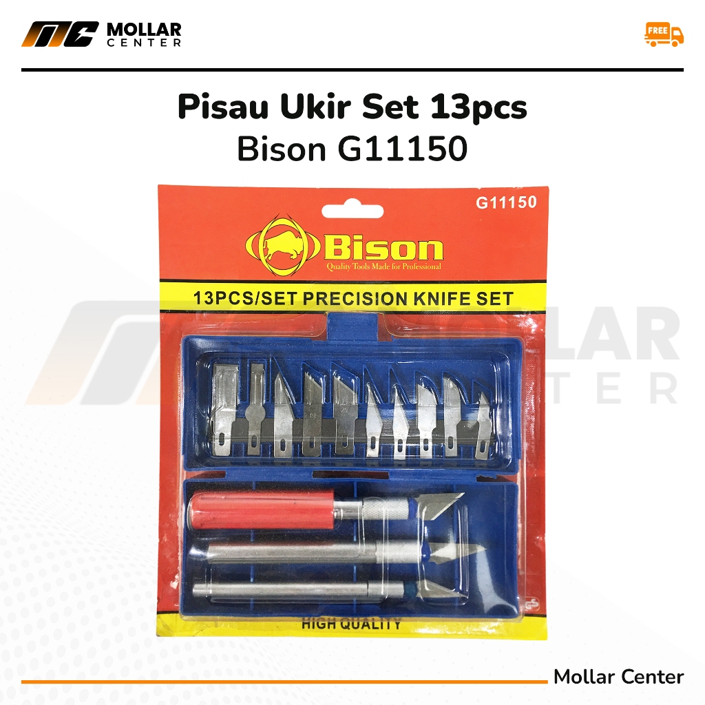 

BISON Pisau Ukir Set 13 pcs Alat Pahat Kayu Craft Cutter Hobby Knife