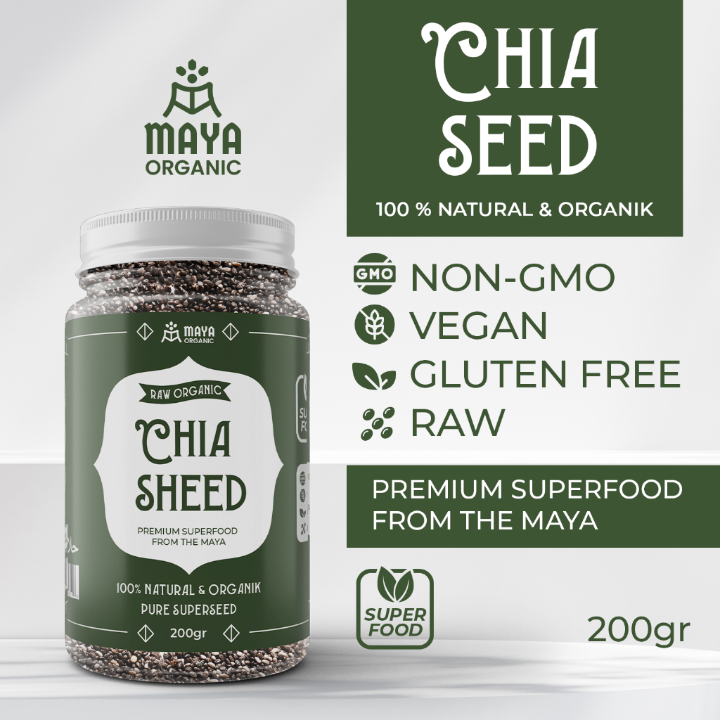 

Maya Premium Chia Seed Organik 200gr / Biji ChiaSeed Organik Original / Superfood alami Non GMO