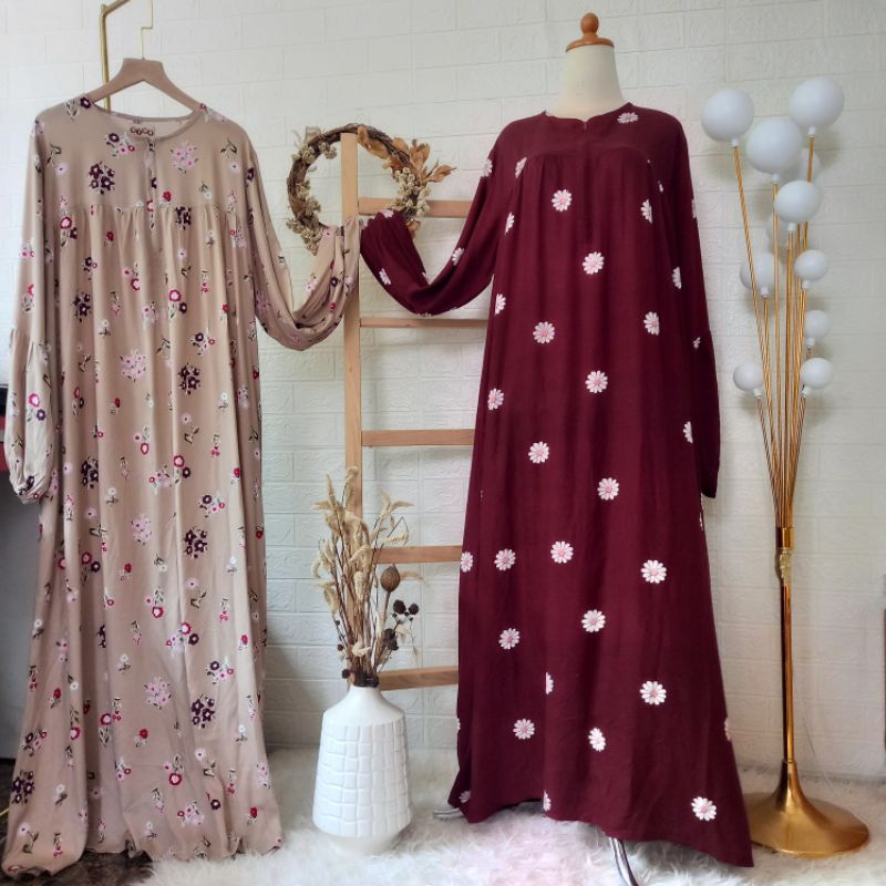 HOMEDRESS GAMIS RAYON VISCOSE BASIC MOTIF JUMBO DAILYWEAR MURAH LD 120