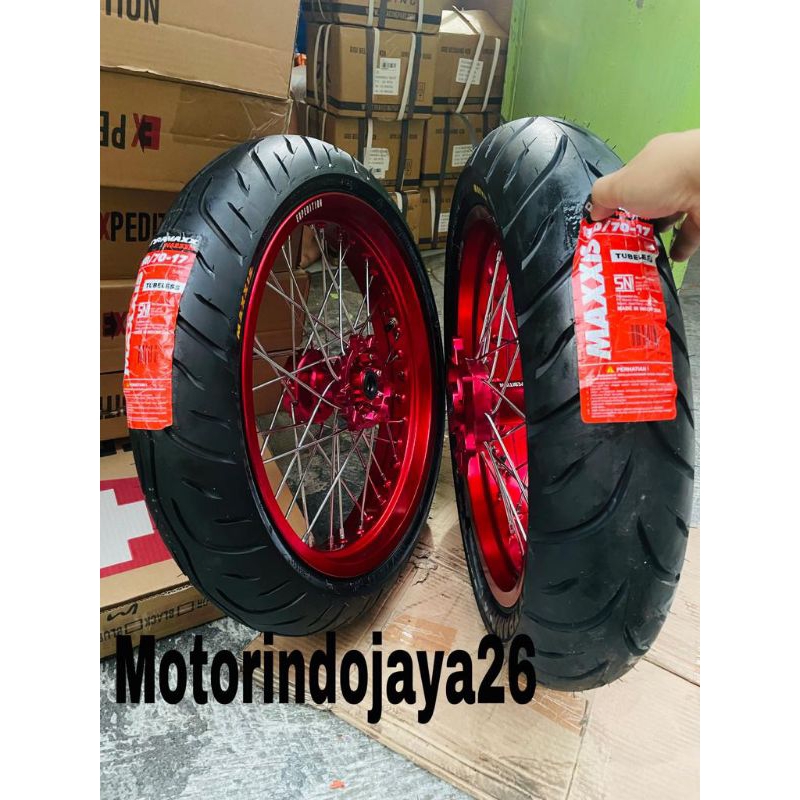 paket velg whellset ban supermoto crf 150L Expedition ban maxxis tubles