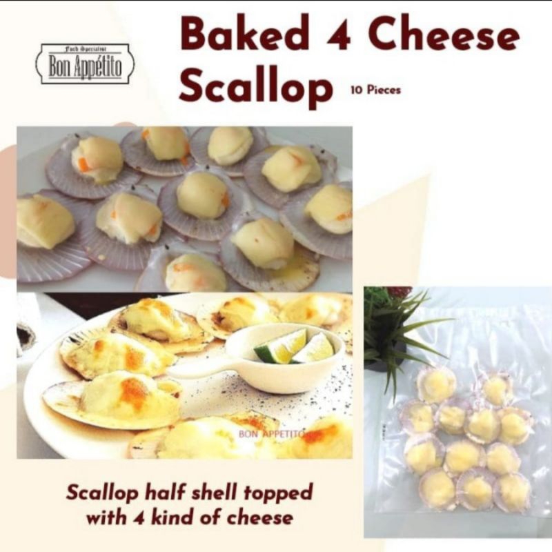 

Baked 4 Cheese Scallops 10 pcs