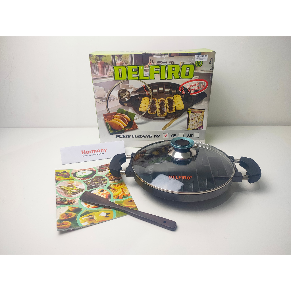 Delfiro Cetakan Kue Pukis 10 Lubang Anti Lengket Tutup Kaca