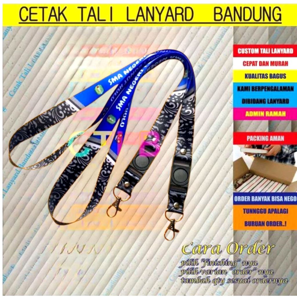 Lanyard id card custome  printing 2 cm 2 muka /tali lanyard id card custome printing/Cetak tali lanyard custome/gantungan id card custome