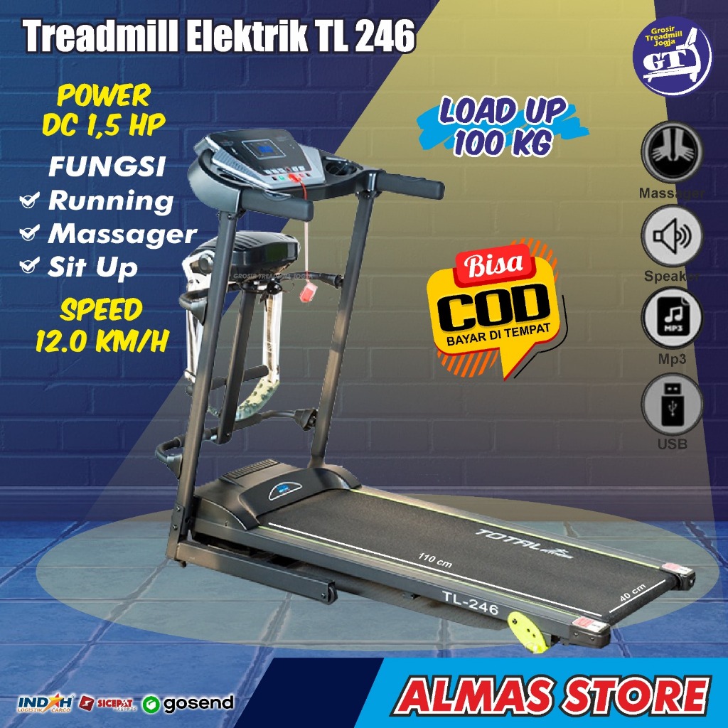Treadmill Elektrik Listrik Alat Olahraga Fitness Lari Gym Rumah TL 246