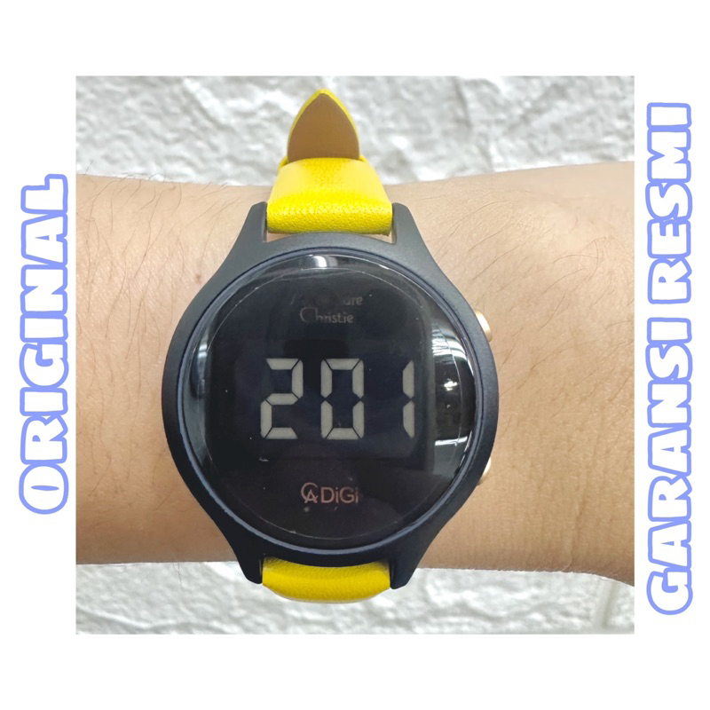 Jam Tangan Digital Alexandre Christie - AC 9379 - Tali Kulit - Hitam Kuning