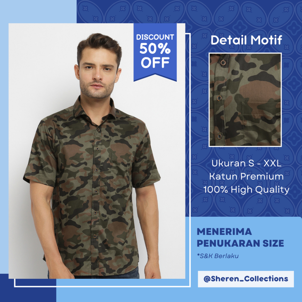 Carlos Moreno Kemeja Casual Pria Lengan Pendek - Tamaz