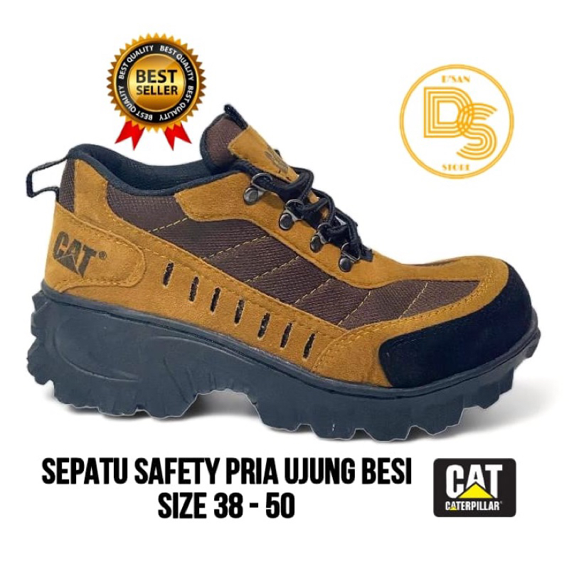 Sepatu safety cat ujung besi size 38-50 sepatu safety pria ujung besi ukuran jumbo big size