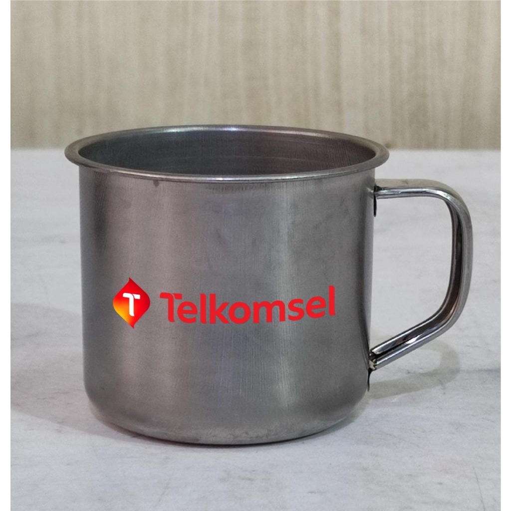 Mug Stainless Custom Logo Telkomsel/Mug Stainless Mini Terbaru/Mug Custom Murah