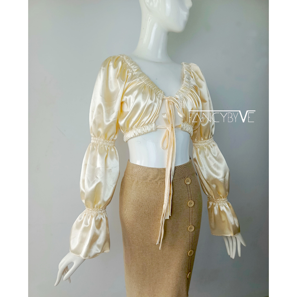 SEXY CROP SATIN ATASAN  WANITA