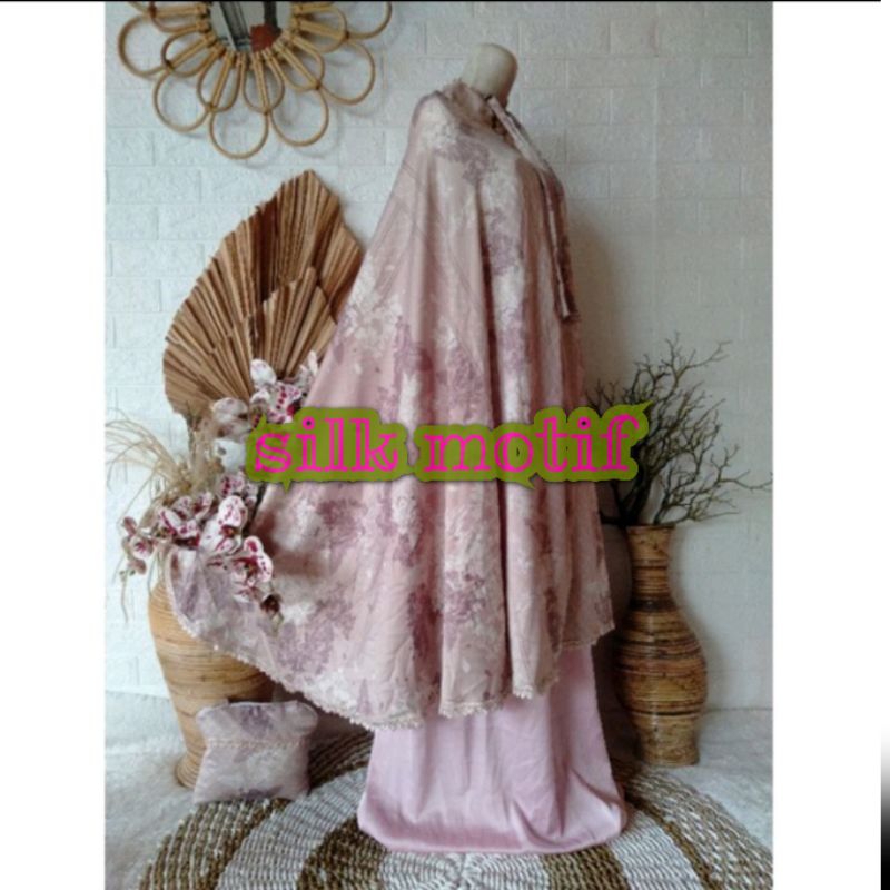 Mukena dewasa mukena Armani silk motif Mukena Armani silk 2in 1 jin