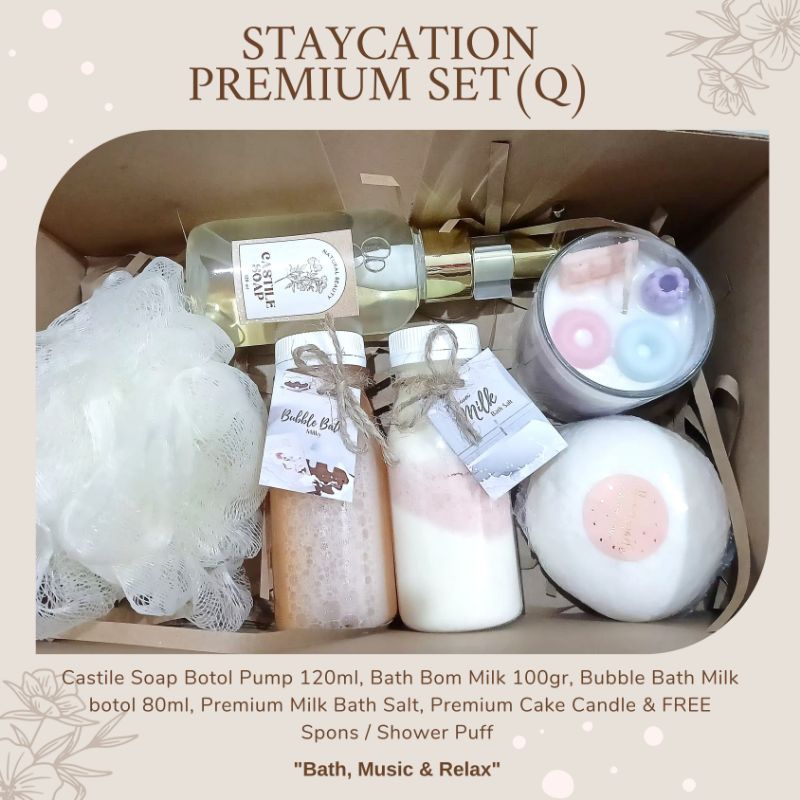 Set Hampers STAYCATION / HONEYMOON MANDI SUSU / Premium Milk Bath / Milky Bath Salt / Bath Bom Milk 