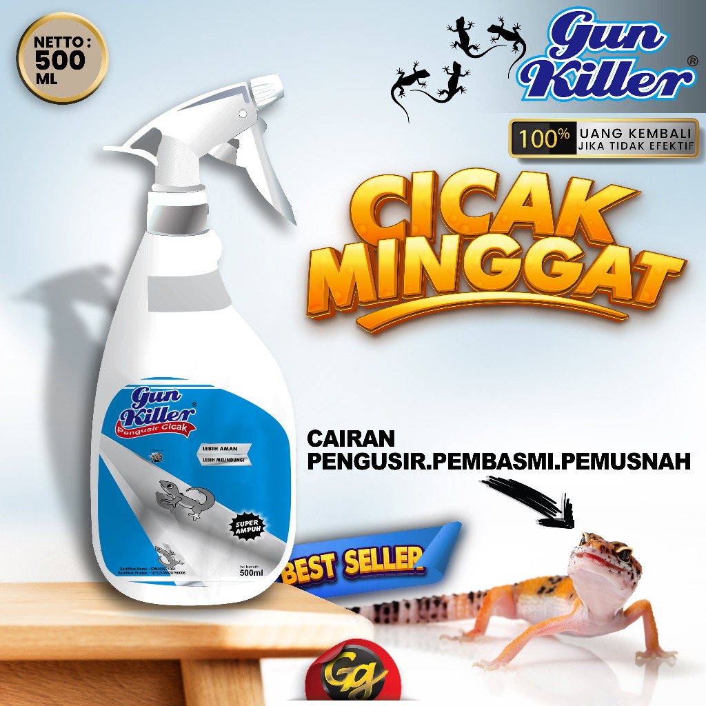 GUN Killer Pembasmi Cicak Super Ampuh 500ml Pengusir Cicak AMAN Melindungi Rumah dari Cicak