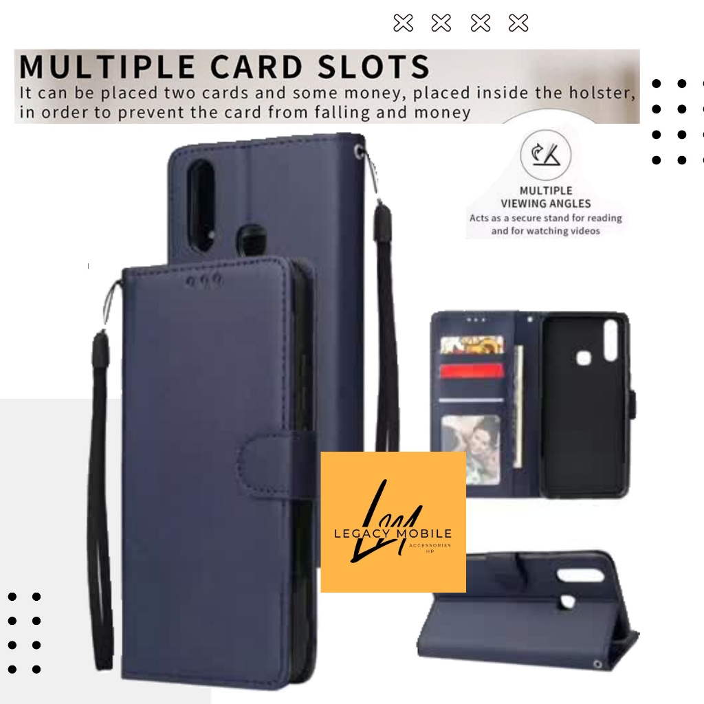 Flip cover leather wallet Vivo Y12 Y12i Y12s case dompet kulit