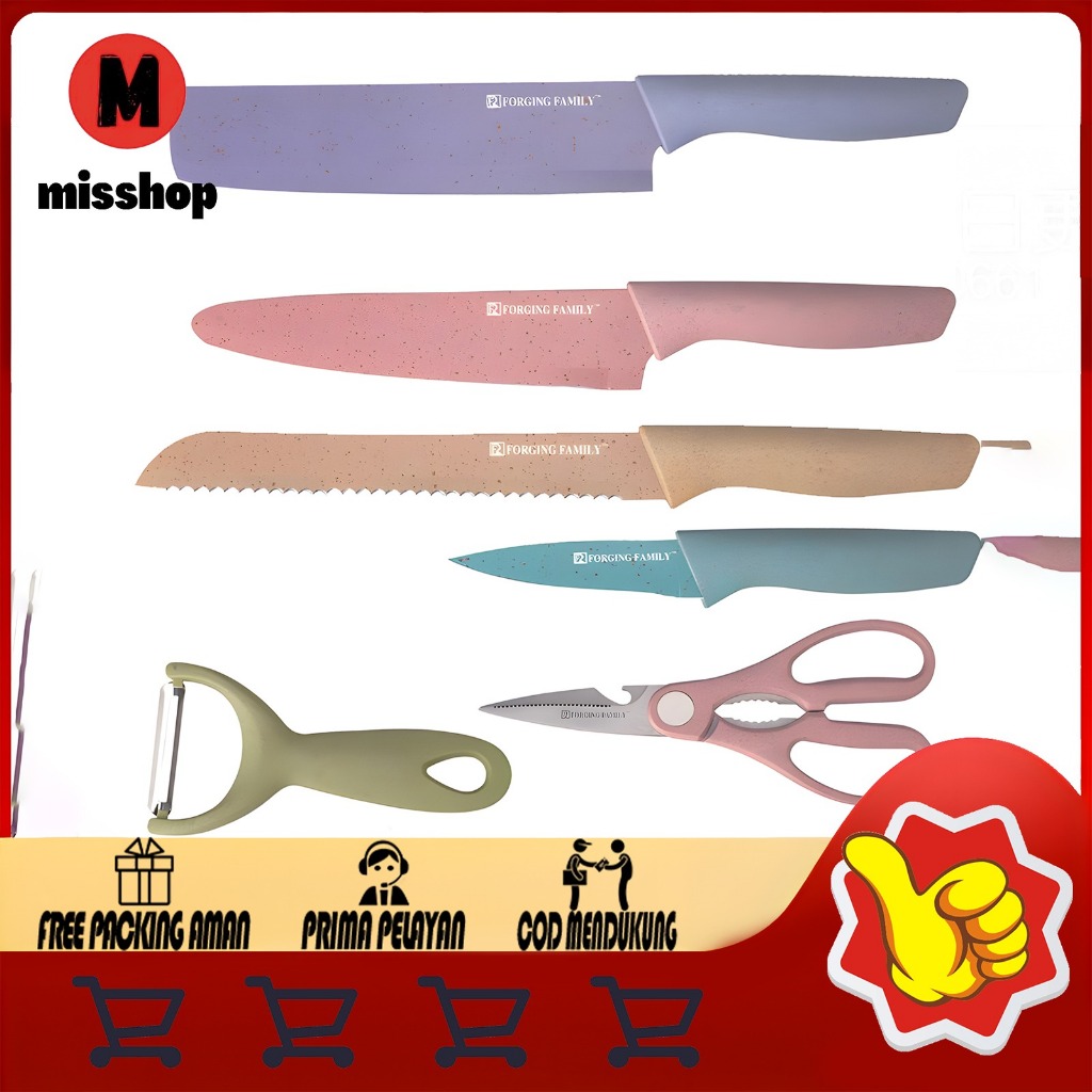 

(MS) Pisau set 6 in 1 Warna /pisau daging/pisau sayur /pisau buah Alat Dapur Multifungsi