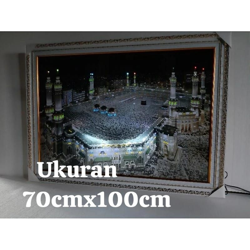 hiasan dinding kaligrafi kabah mekah madinah lampu dan murotal full 30 juzz