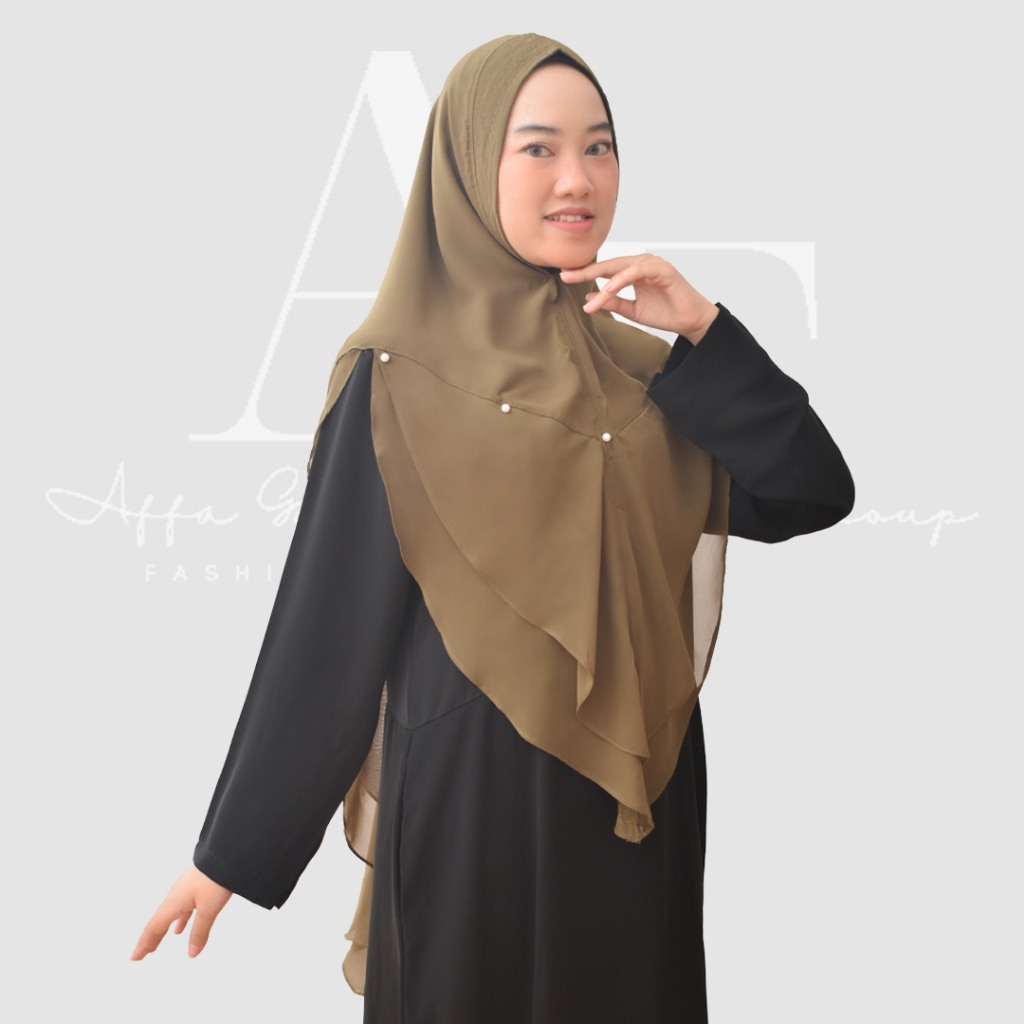 Khimar Mutiara 2 Layer Ceruty Babydoll Premium | Jilbab Premium | Hijab Instan Ceruty Babydoll By AF