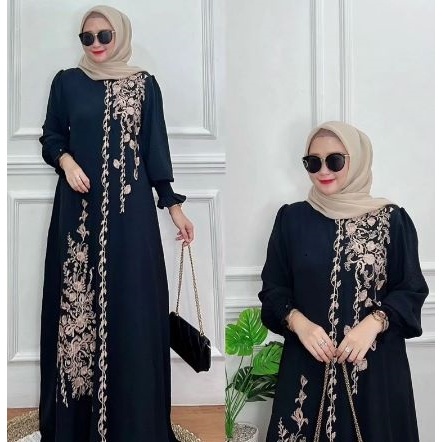 Gamis Bordir Cringkle Motif Bunga Terlaris 2023