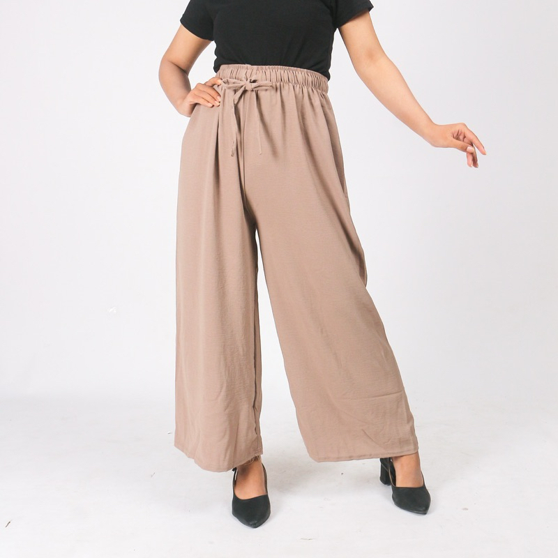 Celana Kulot Crinkle Airflow Highwaist Loose Pants Premium | Kulot Crinkle Wanita Jumbo