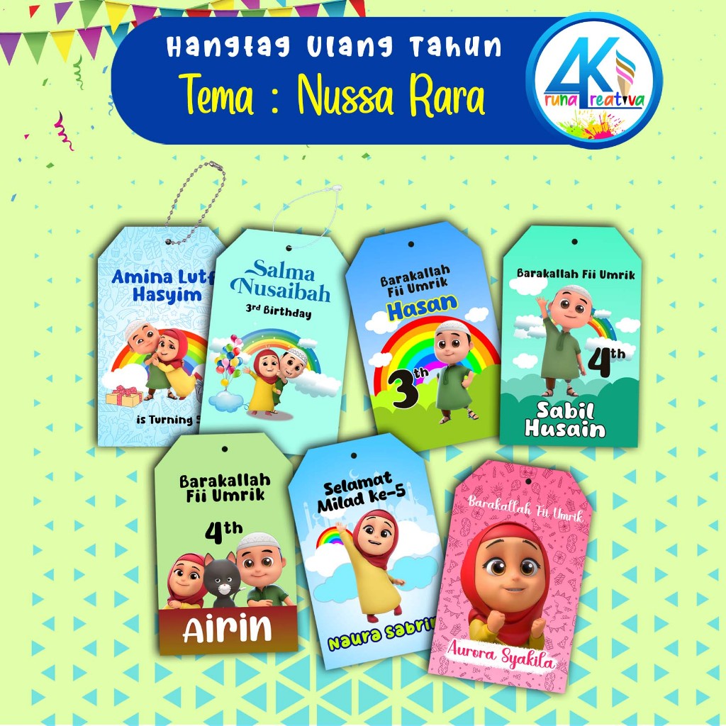 

Arunakreativa - 8 Pcs Hangtag Ulang Tahun Nussa Rara