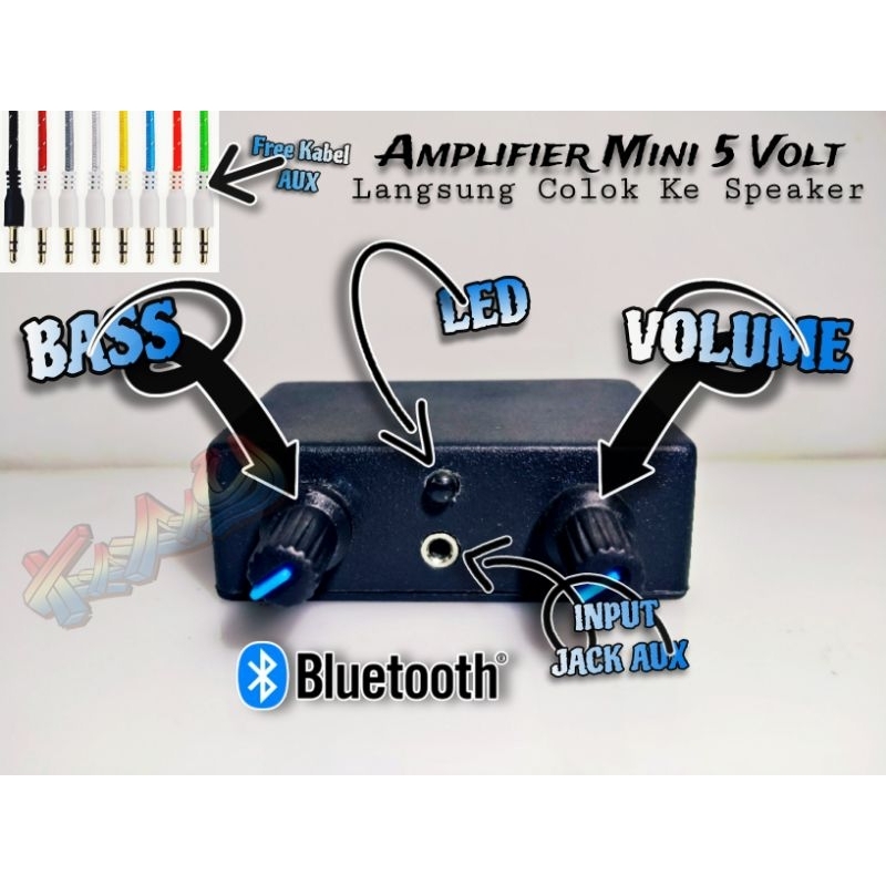 Amplifier Mini 5 volt Stereo 2 channel Bass & Volume Bluetooth murah | Power ampli mini cocok buat s