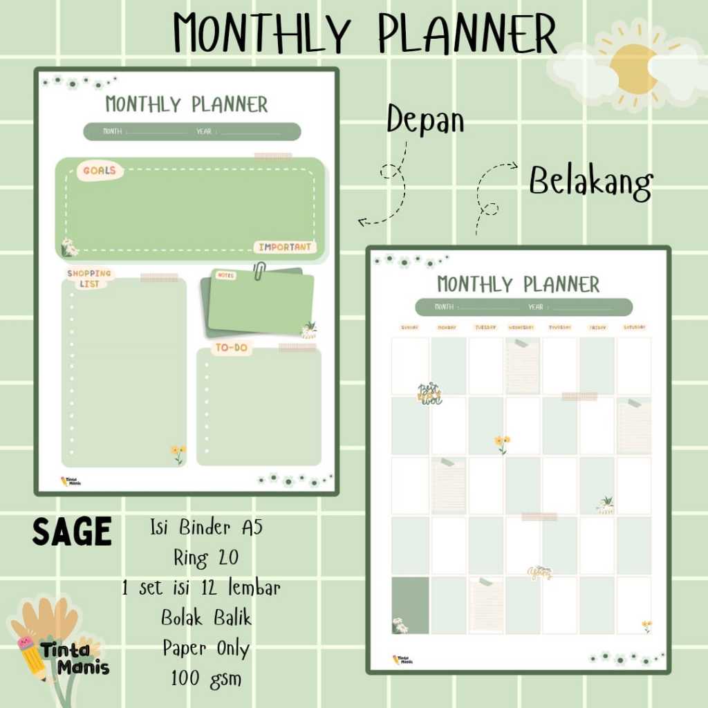 

MONTHLY PLANNER - Isi Binder Planner Monthly Planner A5
