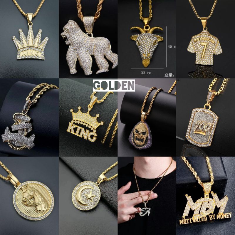 Kalung pria wanita golden emas hip hop series