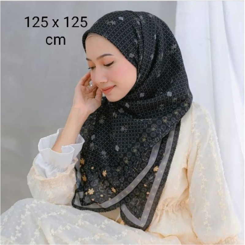 SALE HIJAB / SYARI TARISAA HITAM / COD / KERUDUNG VOAL MOTIF / SEGI EMPAT VOAL / JILBAB TERBARU / LA