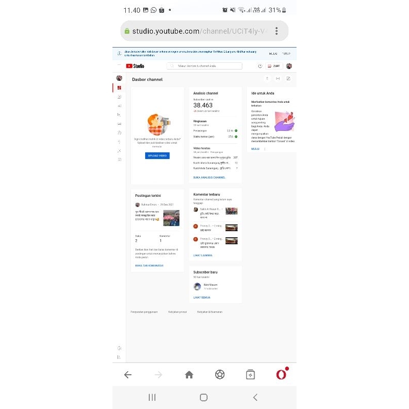 Akun youtube 10rb - 100rb subs