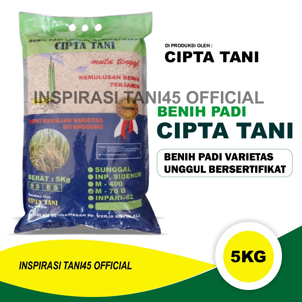 Benih Padi Cipta Tani Benih Padi Unggul Bersertifikat Kemasan 5 kg/Benih Padi Bersertifikat  Cipta T