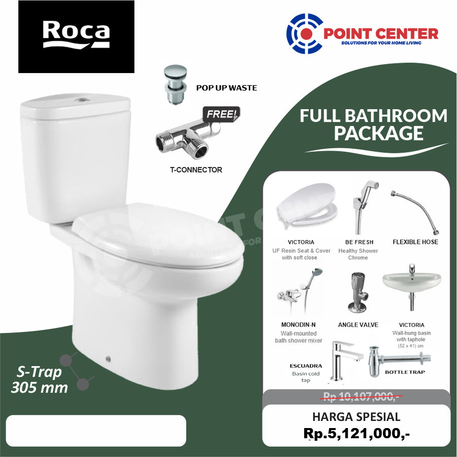 TERBAIK PAKET LENGKAP PROMO ROCA KLOSET DUDUK VICTORIA 305 S-TRAP