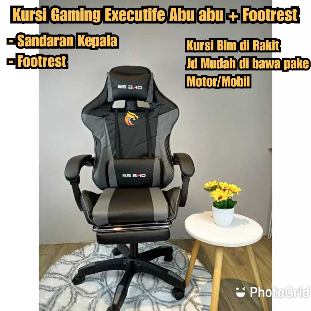 Warna grey Kursi Gamers sejati Kursi Kantor Warna Grey abu abu Kursi Gaming grey Executife
