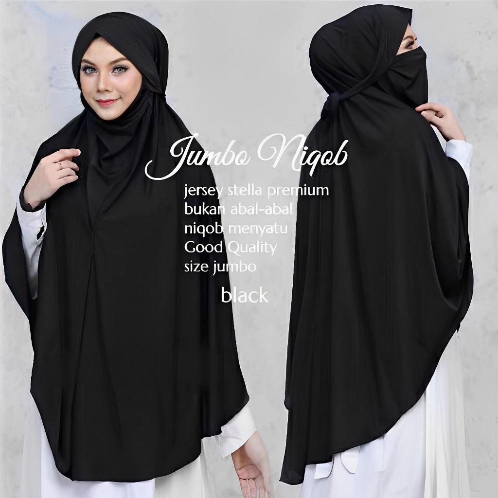 Hijab Instant Niqob Jumbo - Hijab Syar'i Cadar Jersey Jumbo / Kerudung Khimar Cadar Niqob Jilbab