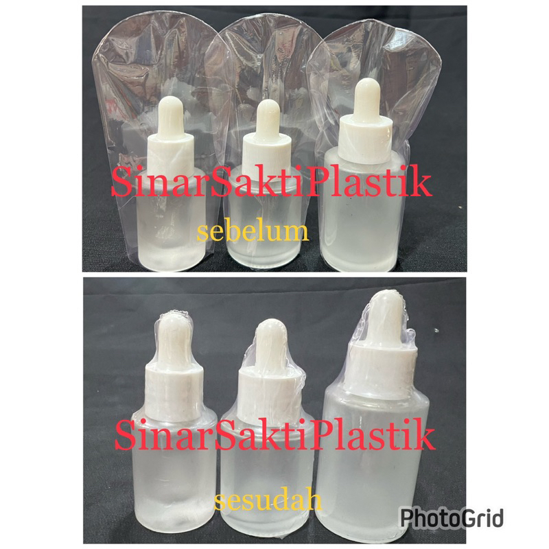 isi 50pcs plastik segel botol pipet kaca serum bahu datar 30ml 20ml 15ml seal atas 6cm x 11,5cm