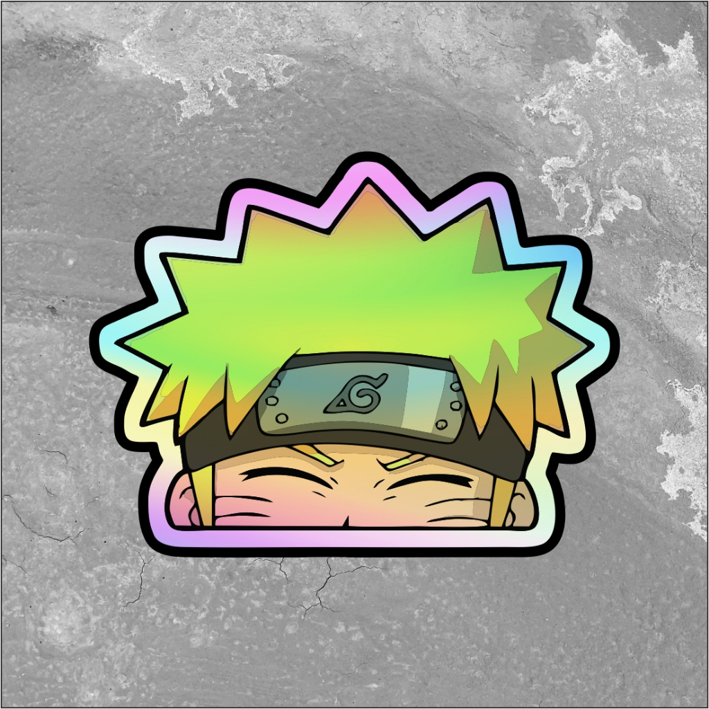 Sticker Anime Hologram Naruto Intip sticker Case Laptop & Hp Ukuran 7 cm