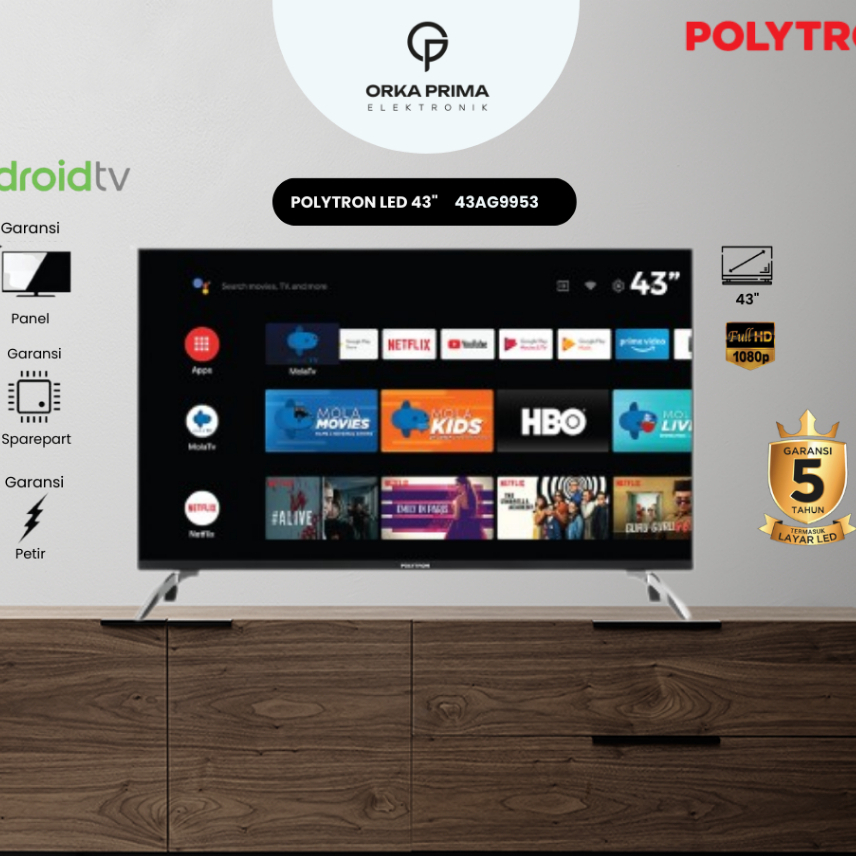 TV LED Polytron 43 Inch Android 43AG9953
