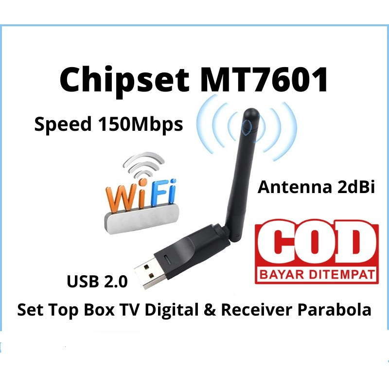Flashacc89 USB Dongle Wifi Wireless Adapter Receiver Komputer PC Laptop Set Top Box MT 7601 150Mbps 